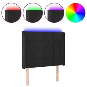 vidaXL fekete bársony LED-es fejtámla 93x16x118/128 cm kép