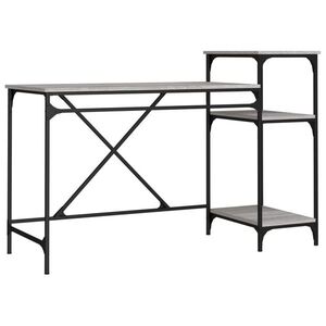 vidaXL szürke sonoma fa és vas íróasztal polcokkal 135x50x90 cm kép