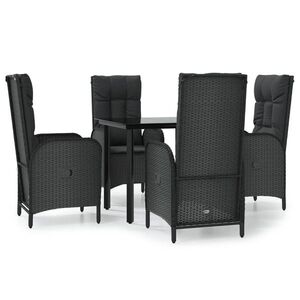 vidaXL 5 részes fekete polyrattan kerti étkezőgarnitúra párnákkal kép