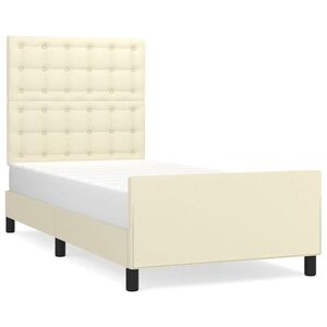 vidaXL krémszínű műbőr ágykeret fejtámlával 90x190 cm kép