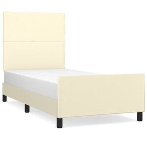 vidaXL krémszínű műbőr ágykeret fejtámlával 100 x 200 cm kép