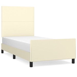vidaXL krémszínű műbőr ágykeret fejtámlával 90x190 cm kép