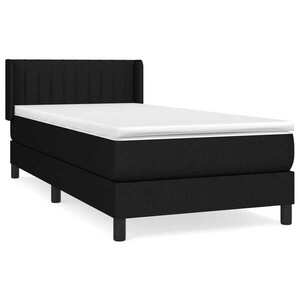 vidaXL fekete szövet rugós ágy matraccal 90x190 cm kép