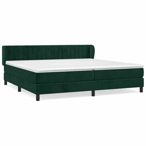 vidaXL sötétzöld bársony rugós ágy matraccal 200x200 cm kép