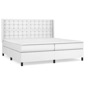 vidaXL fehér műbőr rugós ágy matraccal 200 x 200 cm kép