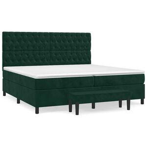 vidaXL sötétzöld bársony rugós ágy matraccal 200x200 cm kép