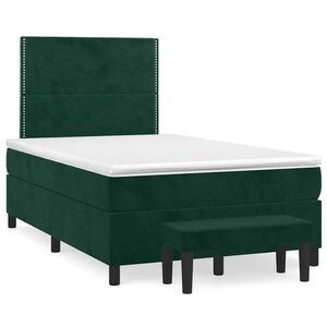 vidaXL sötétzöld bársony rugós ágy matraccal 120 x 200 cm kép