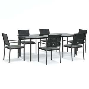 vidaXL 7 részes polyrattan és acél kerti étkezőgarnitúra párnával kép