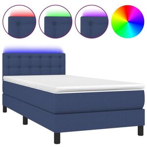 vidaXL kék szövet rugós és LED-es ágy matraccal 80 x 200 cm kép