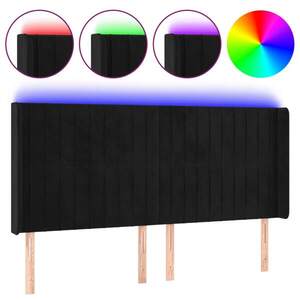 vidaXL fekete bársony LED-es fejtámla 163x16x118/128 cm kép