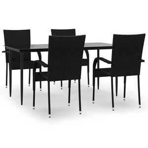 vidaXL 5 részes fekete polyrattan kerti étkezőgarnitúra kép