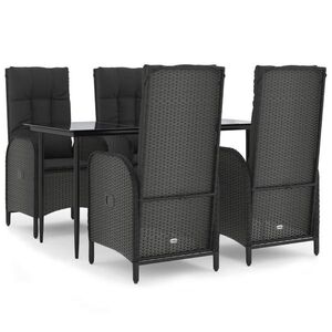 vidaXL 5 részes fekete polyrattan kerti étkezőgarnitúra párnákkal kép