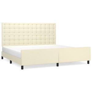 vidaXL krémszínű műbőr ágykeret fejtámlával 200 x 200 cm kép