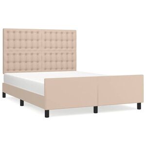vidaXL cappuccino színű műbőr ágykeret fejtámlával 140x190 cm kép