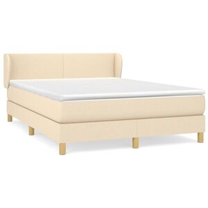 vidaXL krémszínű szövet rugós ágy matraccal 140 x 190 cm kép