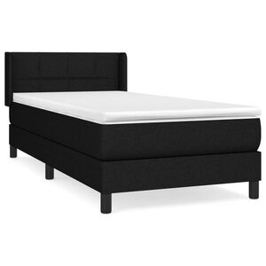vidaXL fekete szövet rugós ágy matraccal 90x200 cm kép