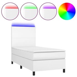 vidaXL fehér műbőr rugós ágy matraccal és LED-del 80 x 200 cm kép