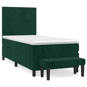 vidaXL sötétzöld bársony rugós ágy matraccal 80 x 200 cm kép