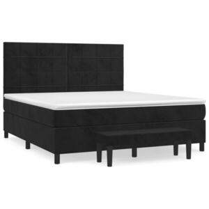 vidaXL fekete bársony rugós ágy matraccal 160x200 cm kép