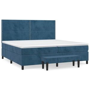 vidaXL sötétkék bársony rugós ágy matraccal 200x200 cm kép
