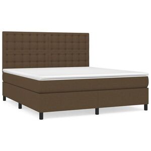 vidaXL sötétbarna szövet rugós ágy matraccal 160 x 200 cm kép