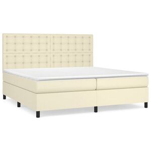 vidaXL krémszínű műbőr rugós ágy matraccal 200 x 200 cm kép