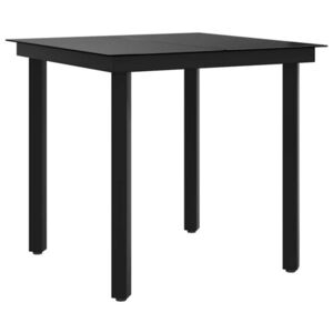vidaXL fekete acél és üveg kerti étkezőasztal 80 x 80 x 74 cm kép