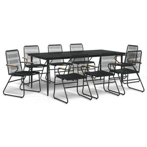 vidaXL 9 részes fekete PVC rattan kerti étkezőgarnitúra kép