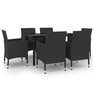 vidaXL 7 részes polyrattan és üveg kerti étkezőgarnitúra párnákkal kép