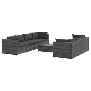 vidaXL 8 részes szürke polyrattan kerti ülőgarnitúra párnákkal kép