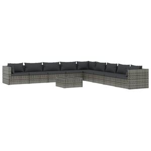 vidaXL 10 részes szürke polyrattan kerti ülőgarnitúra párnákkal kép