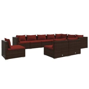 vidaXL 10 részes barna polyrattan kerti ülőgarnitúra kép