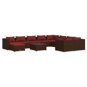 vidaXL 11 részes barna polyrattan kerti ülőgarnitúra párnákkal kép