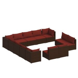 vidaXL 13 részes barna polyrattan kerti ülőgarnitúra párnákkal kép
