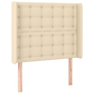 vidaXL krémszínű szövet fejtámla szárnyakkal 83x16x118/128 cm kép