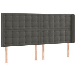vidaXL sötétszürke bársony fejtámla szárnyakkal 163x16x118/128 cm kép