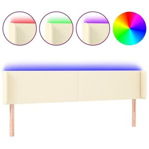 vidaXL krémszínű műbőr LED-es fejtámla 163 x 16 x 78/88 cm kép
