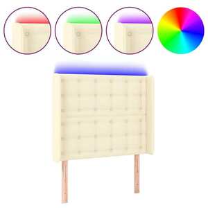 vidaXL krémszínű műbőr LED-es fejtámla 103x16x118/128 cm kép