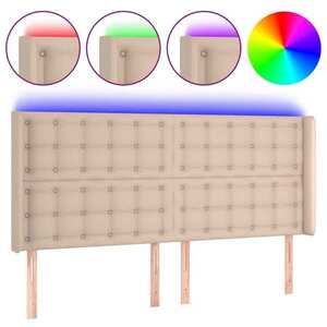 vidaXL cappuccino műbőr LED-es fejtámla 183x16x118/128 cm kép