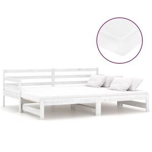 vidaXL fehér tömör fenyőfa kihúzható kanapéágy 2 x (90 x 200) cm kép