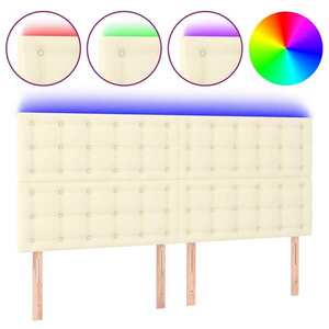 vidaXL krémszínű műbőr LED-es fejtámla 160x5x118/128 cm kép