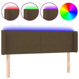 vidaXL sötétbarna szövet LED-es fejtámla 147 x 16 x 78/88 cm kép