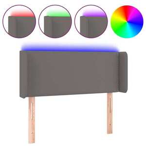 vidaXL szürke műbőr LED-es fejtámla 83x16x78/88 cm kép