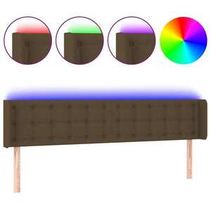 vidaXL sötétbarna szövet LED-es fejtámla 203 x 16 x 78/88 cm kép