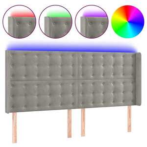 vidaXL világosszürke bársony LED-es fejtámla 163x16x118/128 cm kép