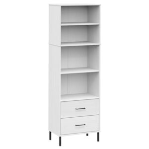 vidaXL OSLO fehér tömör fa könyvszekrény 2 fiókkal 60 x 35 x 180 cm kép