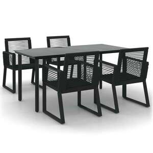 vidaXL 5 részes fekete PVC rattan kerti étkezőgarnitúra kép
