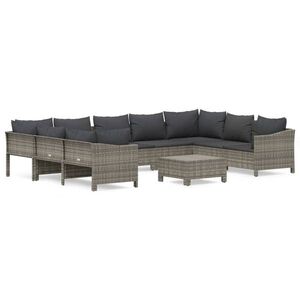 vidaXL 10 részes szürke polyrattan kerti ülőgarnitúra párnákkal kép