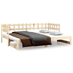 vidaXL tömör fenyőfa kihúzható kanapéágy 2 x (90 x 200) cm kép