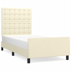 vidaXL krémszínű műbőr ágykeret fejtámlával 80 x 200 cm kép